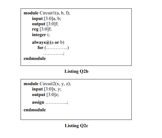 Solved Module Circuit1(a, B, F); Input [3:0]a, B; Output | Chegg.com