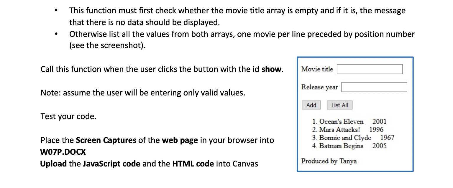 Solved Code the following in JS and HTML. Write the full | Chegg.com
