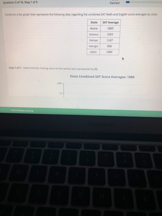 Solved Question 3 of 16, Step 1 of 5 Correct Construct a bar | Chegg.com