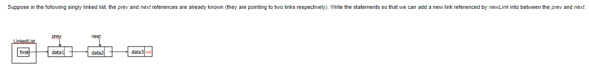 Solved Suppose in the following singly linked list, the prev | Chegg.com