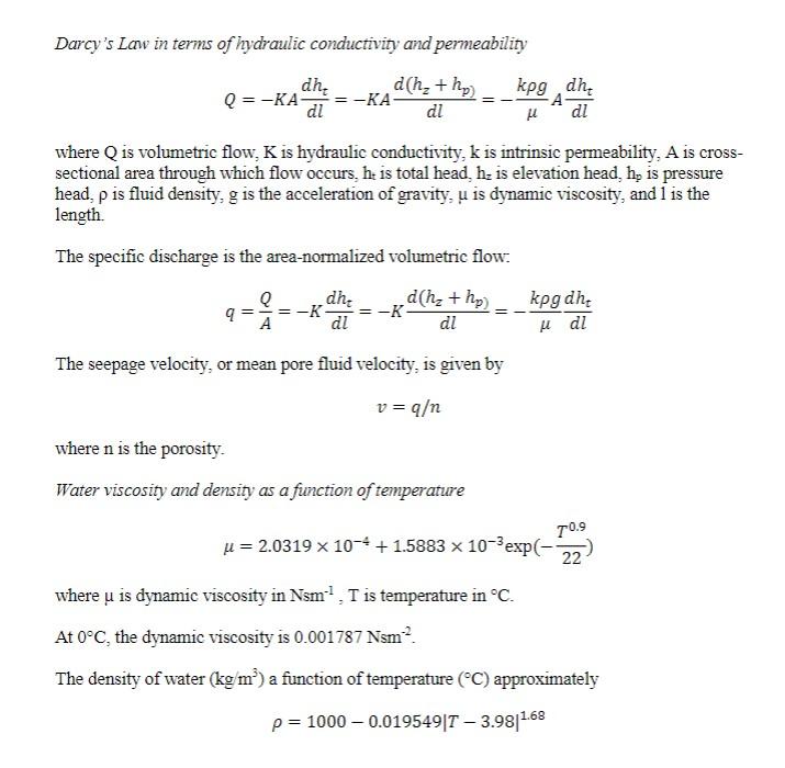 Solved Doing Some Darcys Law Equations And I Am Confused By 0704