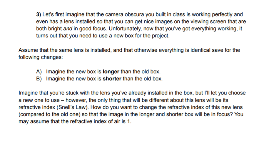 Solved 3) Let's first imagine that the camera obscura you | Chegg.com