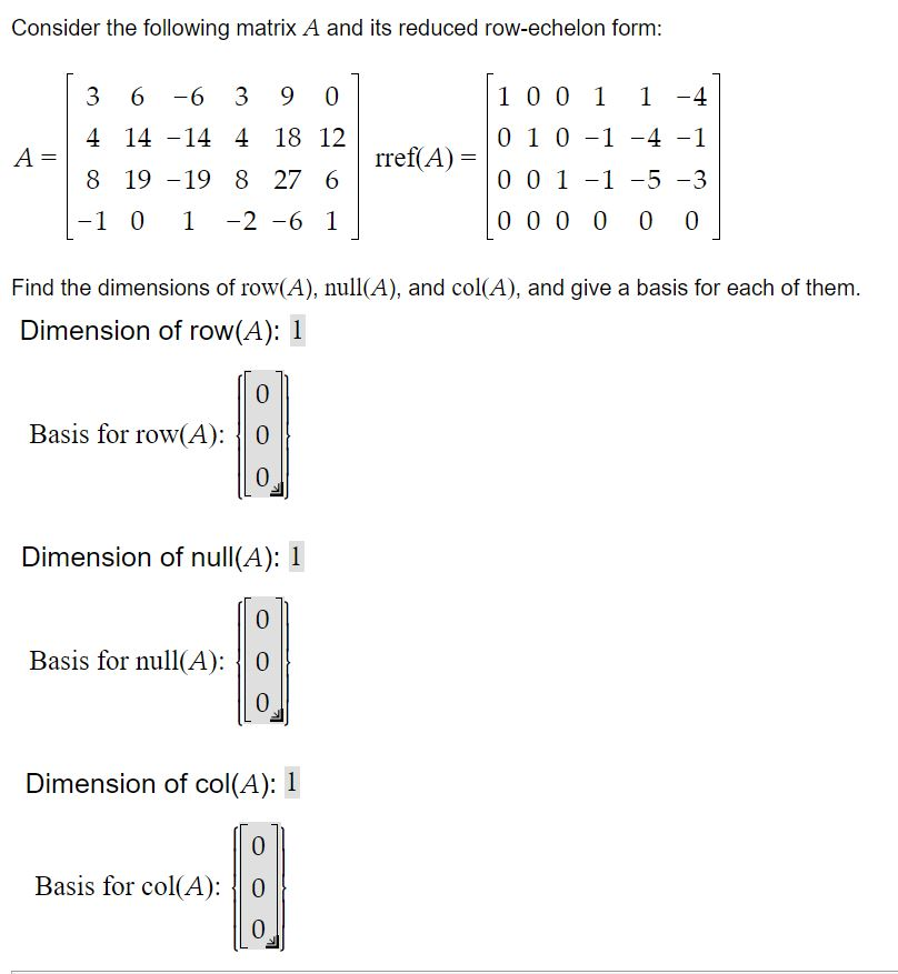 Consider the following 10 x 5 matrix, R: 0 9 2 1 1 3