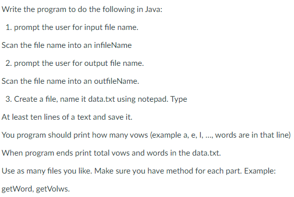 Solved Write the program to do the following in Java: 1. | Chegg.com