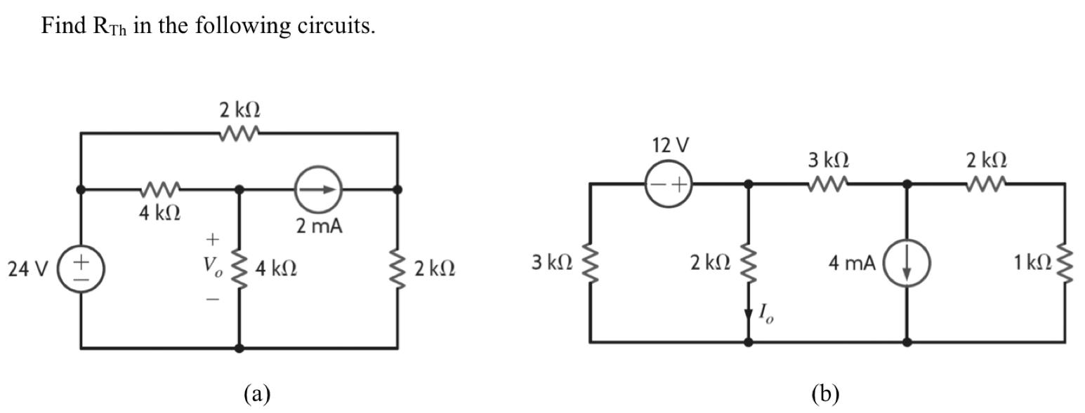 Solved Find RTh in the following circuits. (a) (b) | Chegg.com