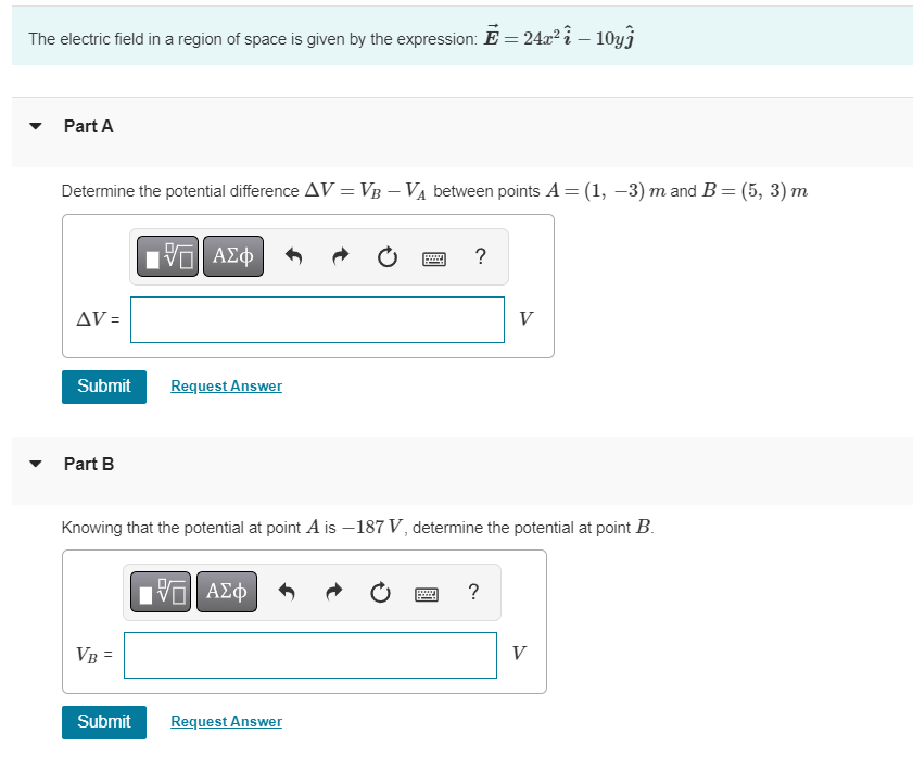Solved The electric field in a region of space is given by | Chegg.com