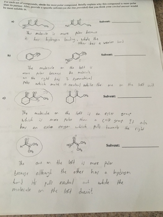 Solved For each set of compounds, circle the most polar | Chegg.com