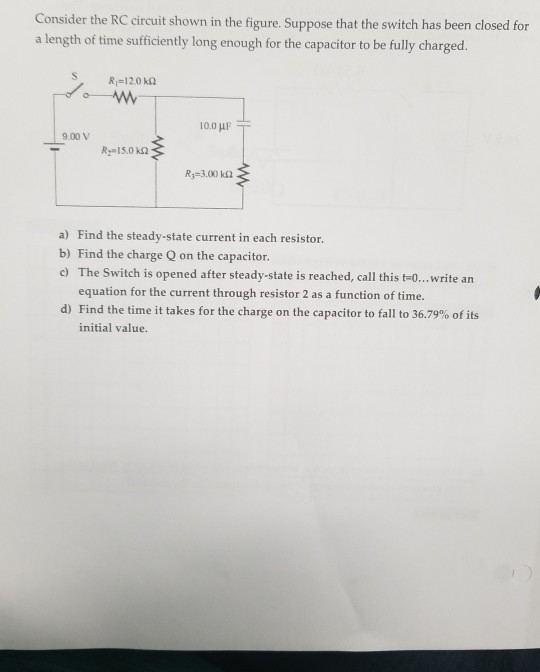 Solved Consider the RC circuit shown in the figure. Suppose | Chegg.com