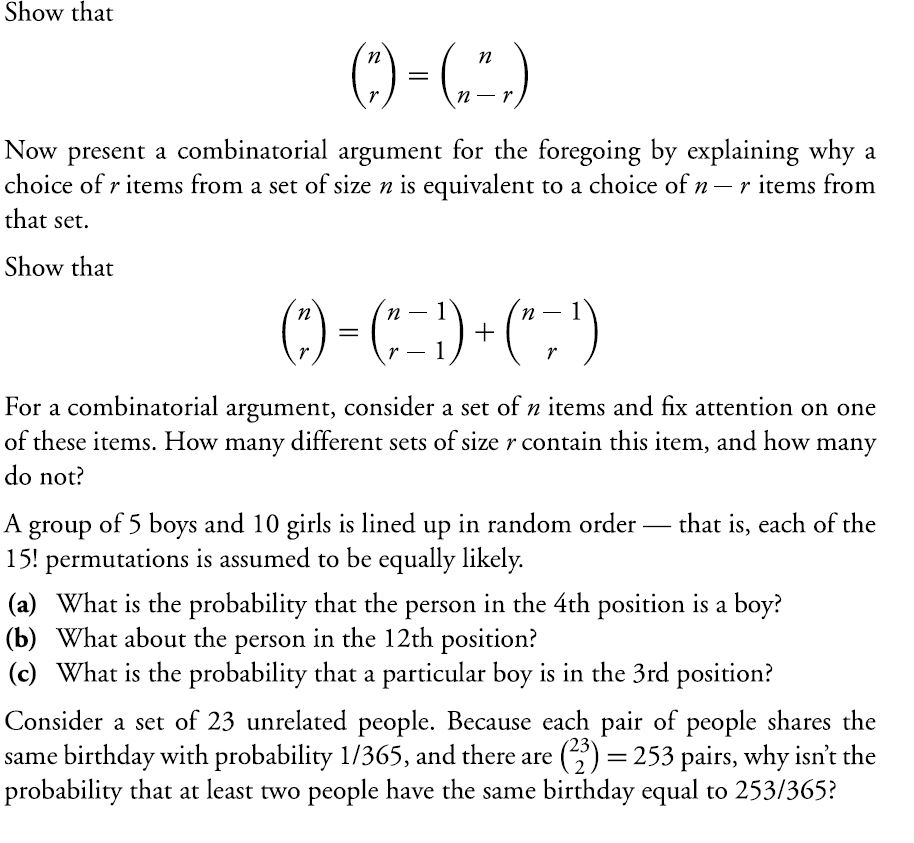 Solved Show That ()-(.) Now Present A Combinatorial Argument | Chegg.com