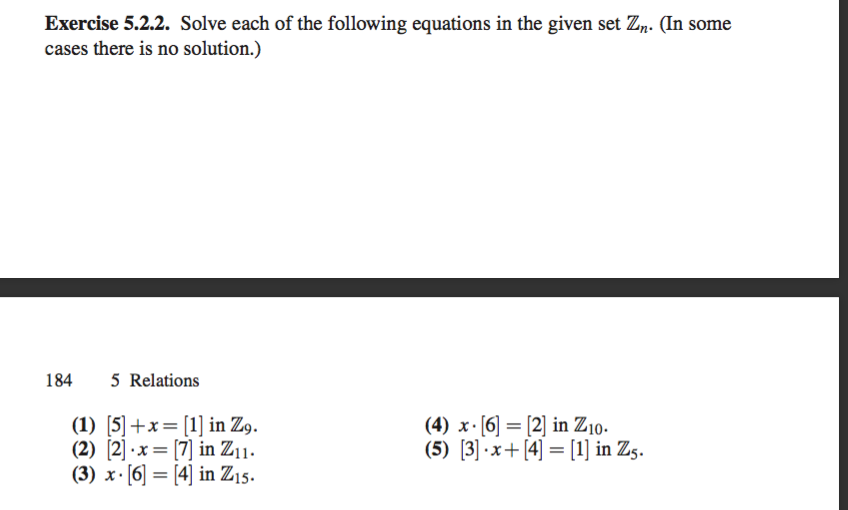 Solved Exercise 5.2.2. Solve Each Of The Following Equations | Chegg.com