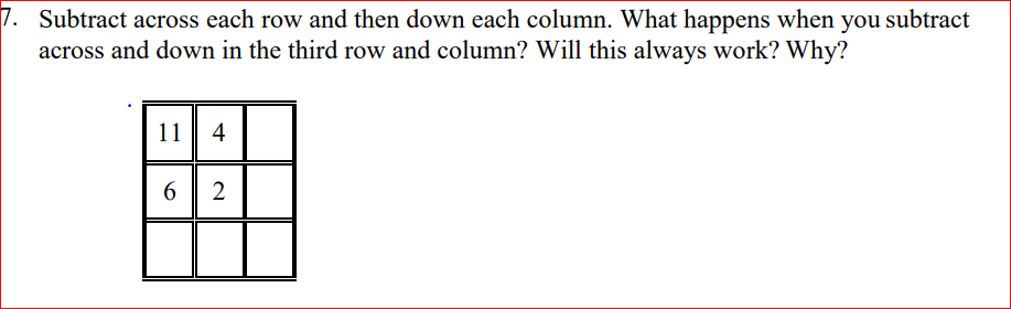 Solved Subtract across each row and then down each column. Chegg