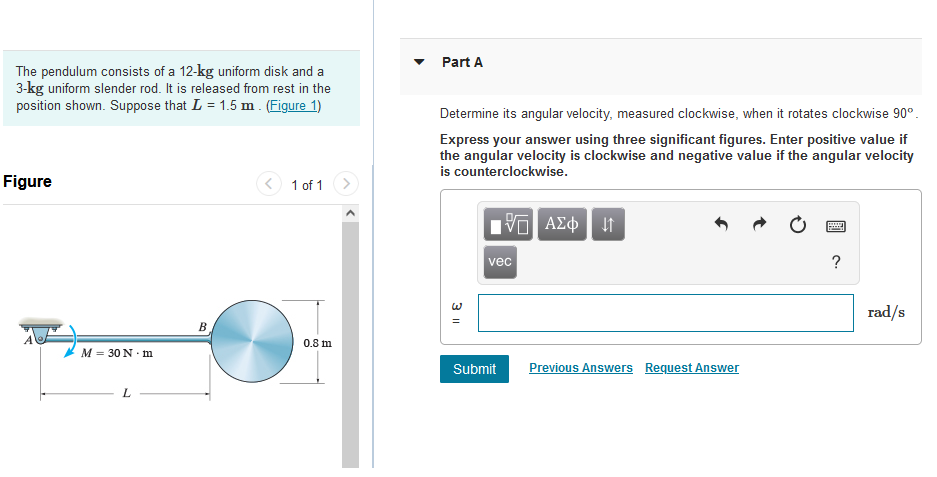 Solved The pendulum consists of a 12-kg uniform disk and a | Chegg.com