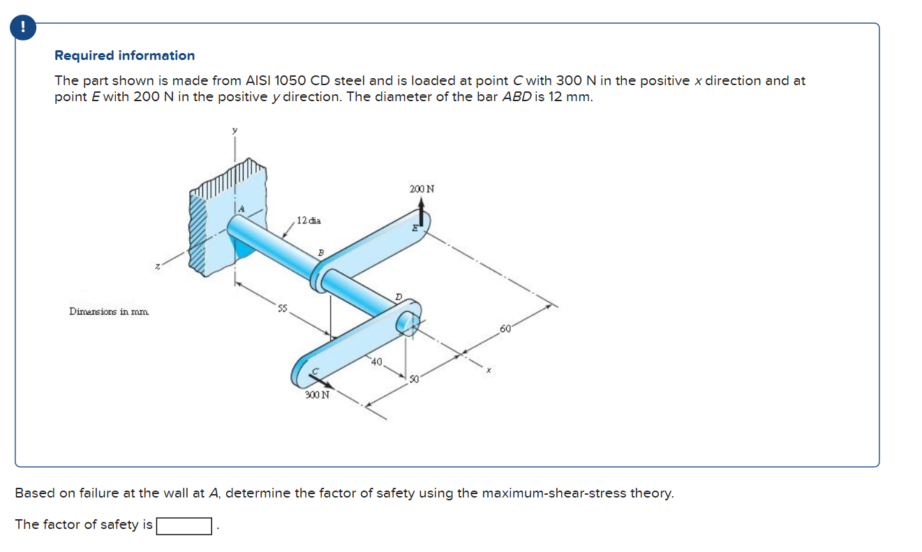 Solved The part shown is made from AISI 1050 ﻿CD steel and | Chegg.com
