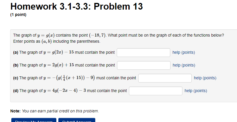 Solved Homework 3.1-3.3: Problem 13 (1 point) = The graph of | Chegg.com