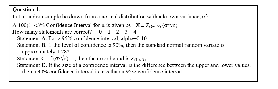 Solved Question 1. Let a random sample be drawn from a | Chegg.com