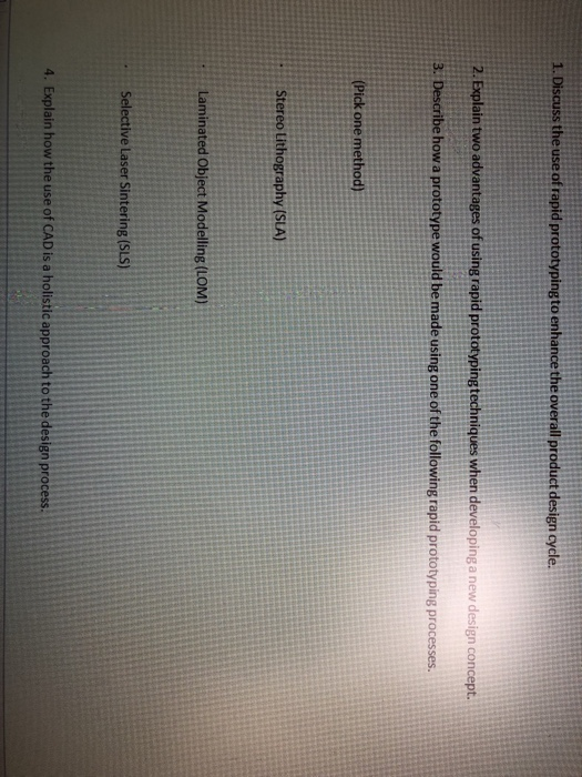 Solved 1. Discuss the use of rapid prototypingto enhance the | Chegg.com
