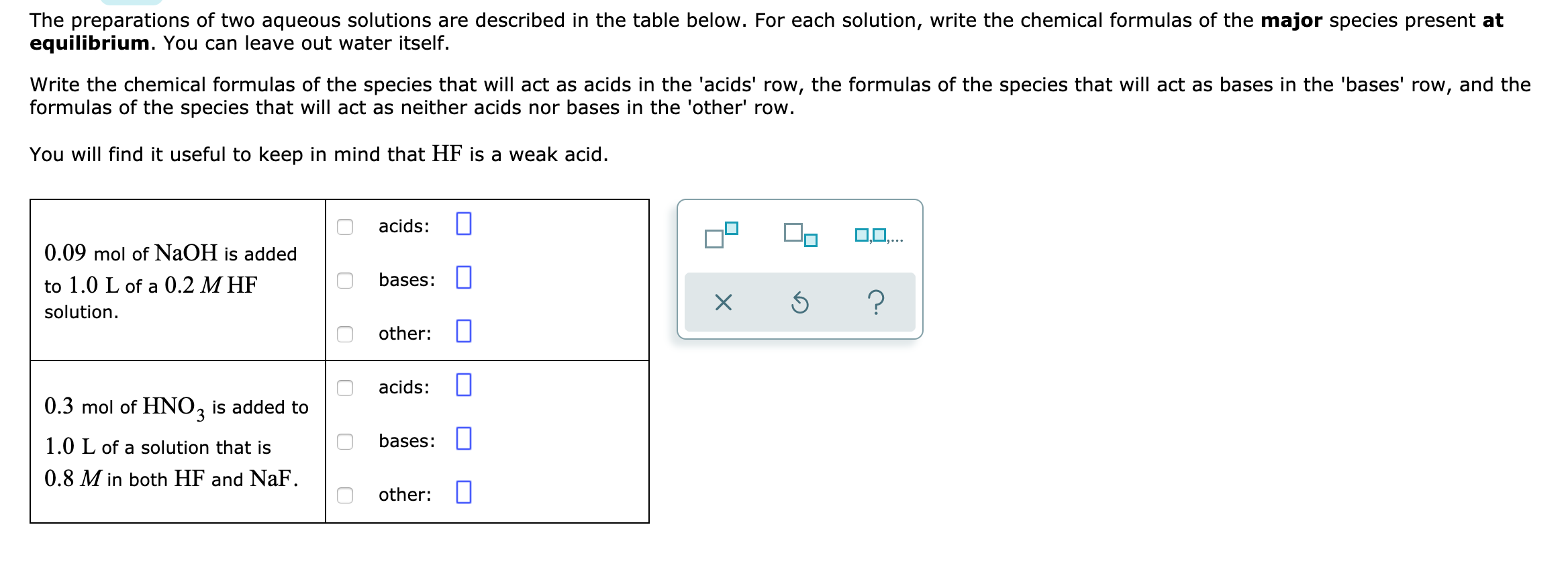 Solved The preparations of two aqueous solutions are | Chegg.com