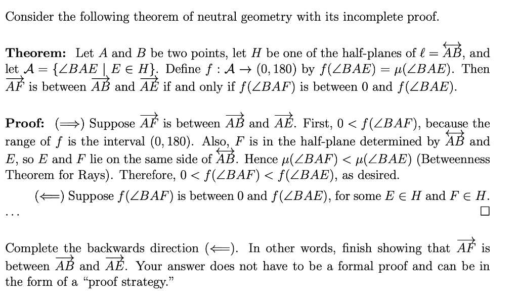 Solved Consider the following theorem of neutral geometry | Chegg.com