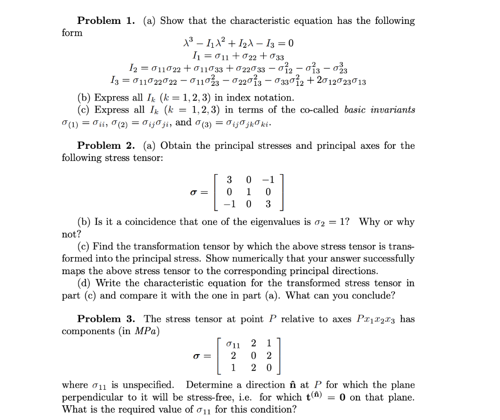 Solved For Problem 1, (a) Show That The Characteristic | Chegg.com