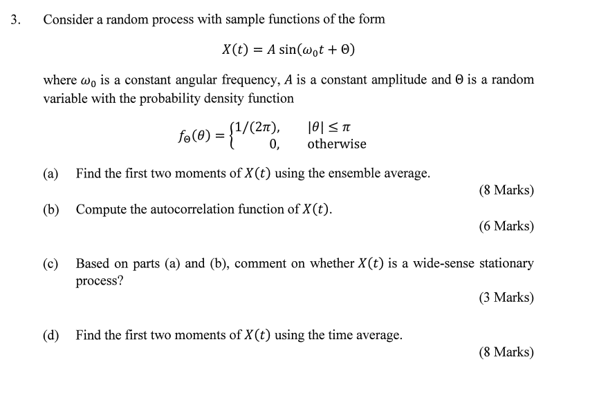 3. Consider a random process with sample functions of | Chegg.com