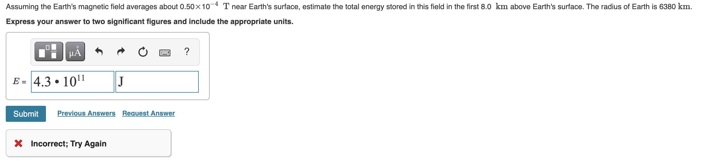 Solved -4 Assuming the Earth's magnetic field averages about | Chegg.com