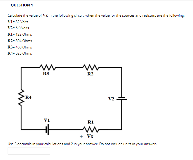 Solved Calculate the value of Vx in the following circuit, | Chegg.com