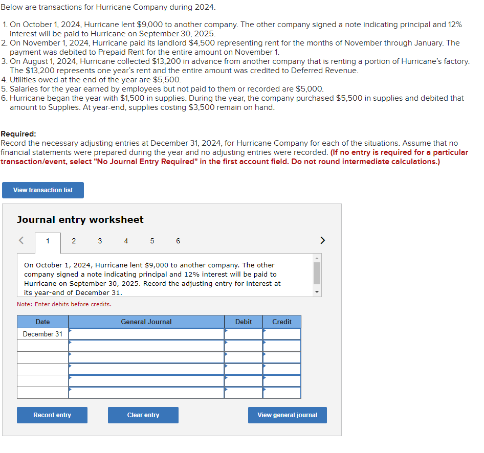 Solved Below are transactions for Hurricane Company during