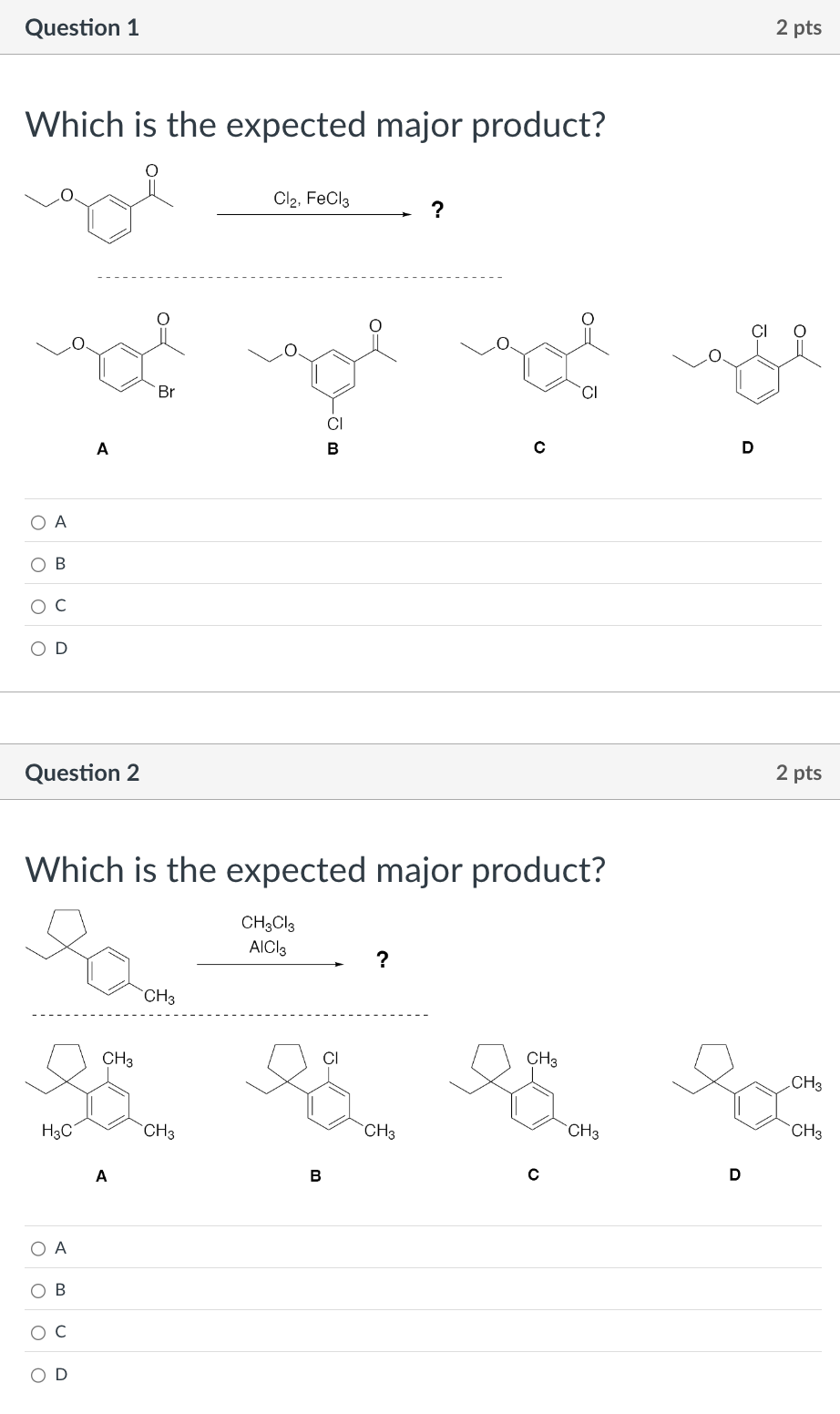 Solved Which is the expected major product?0Question 2Which | Chegg.com