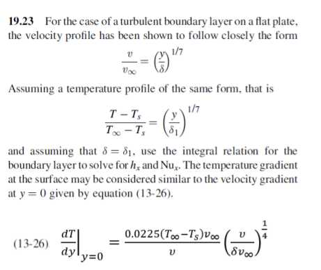 Solved ข 19.23 For the case of a turbulent boundary layer on | Chegg.com