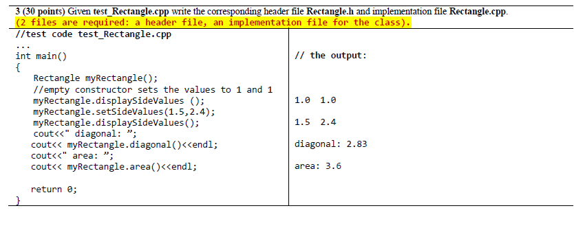 Solved 3 (30 points) Given test_Rectangle.cpp write the | Chegg.com