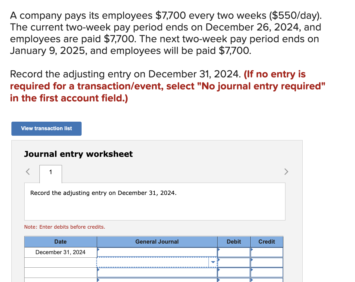 Solved A Company Pays Its Employees $7,700 Every Two Weeks 