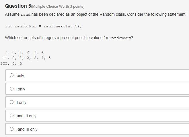 Solved Question 5 (Multiple Choice Worth 3 Points) Assume | Chegg.com