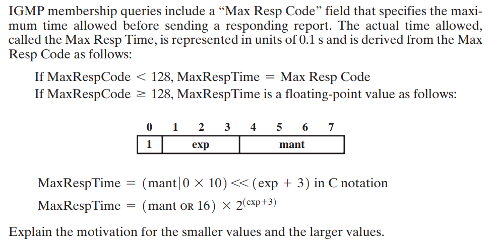 IGMP membership queries include a “Max Resp Code” | Chegg.com