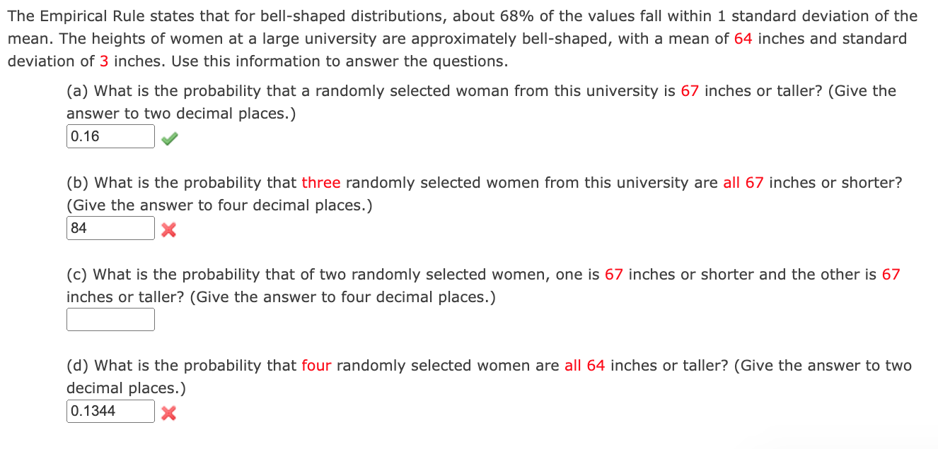 Solved The Empirical Rule states that for bellshaped