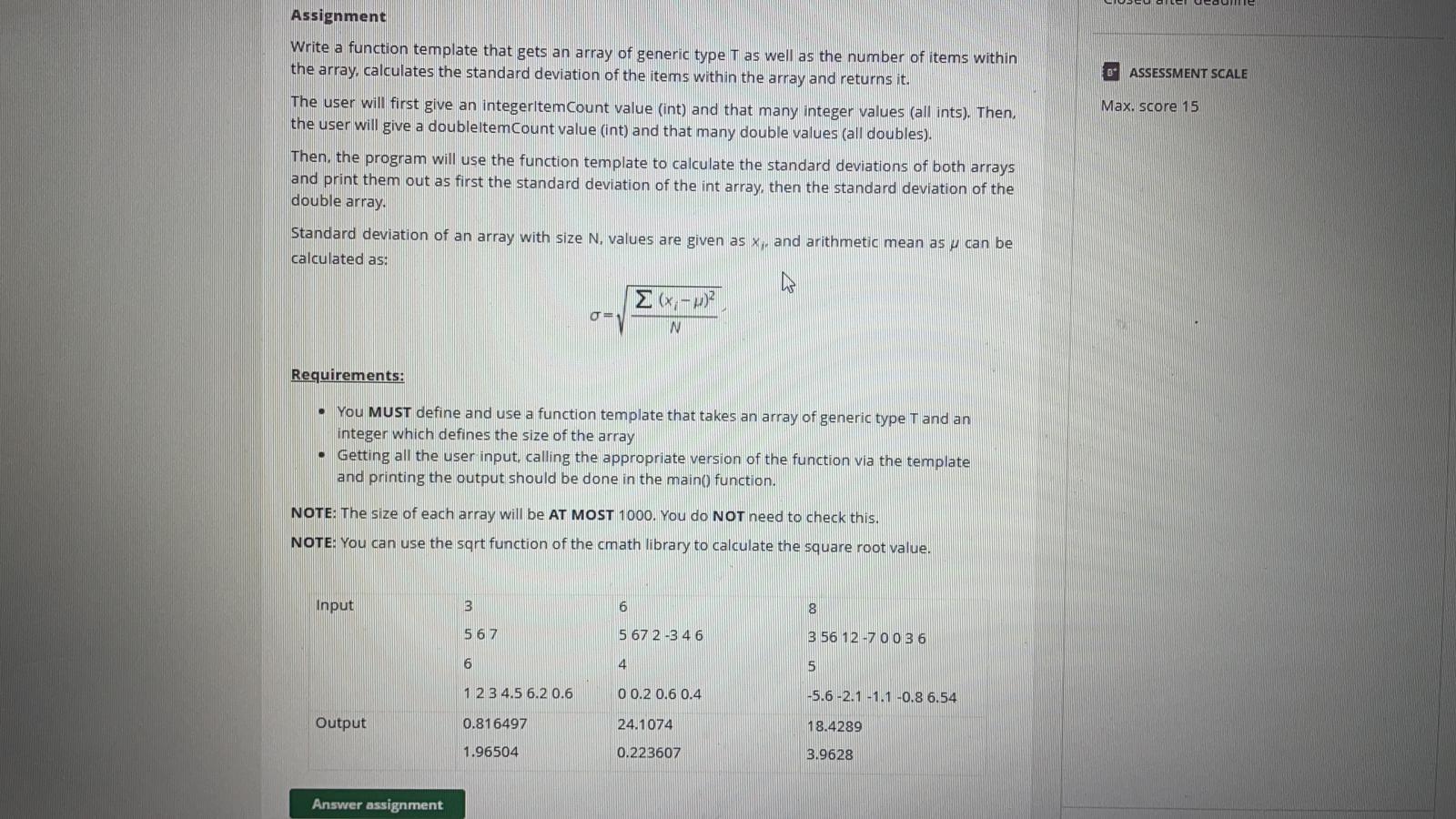 Solved (c++) Write a function template that gets an array of | Chegg.com