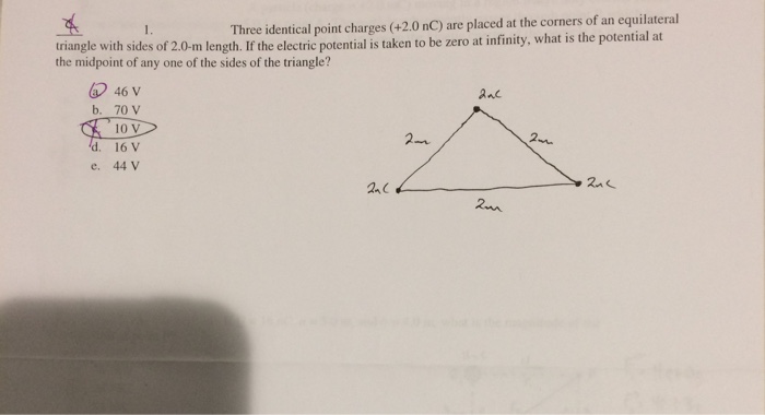 Solved Three identical point charges (+ 2.0 nC) are placed | Chegg.com