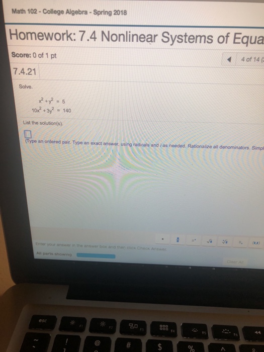 Solved Math 102-College Algebra-Spring 2018 Homework: 7.4 | Chegg.com