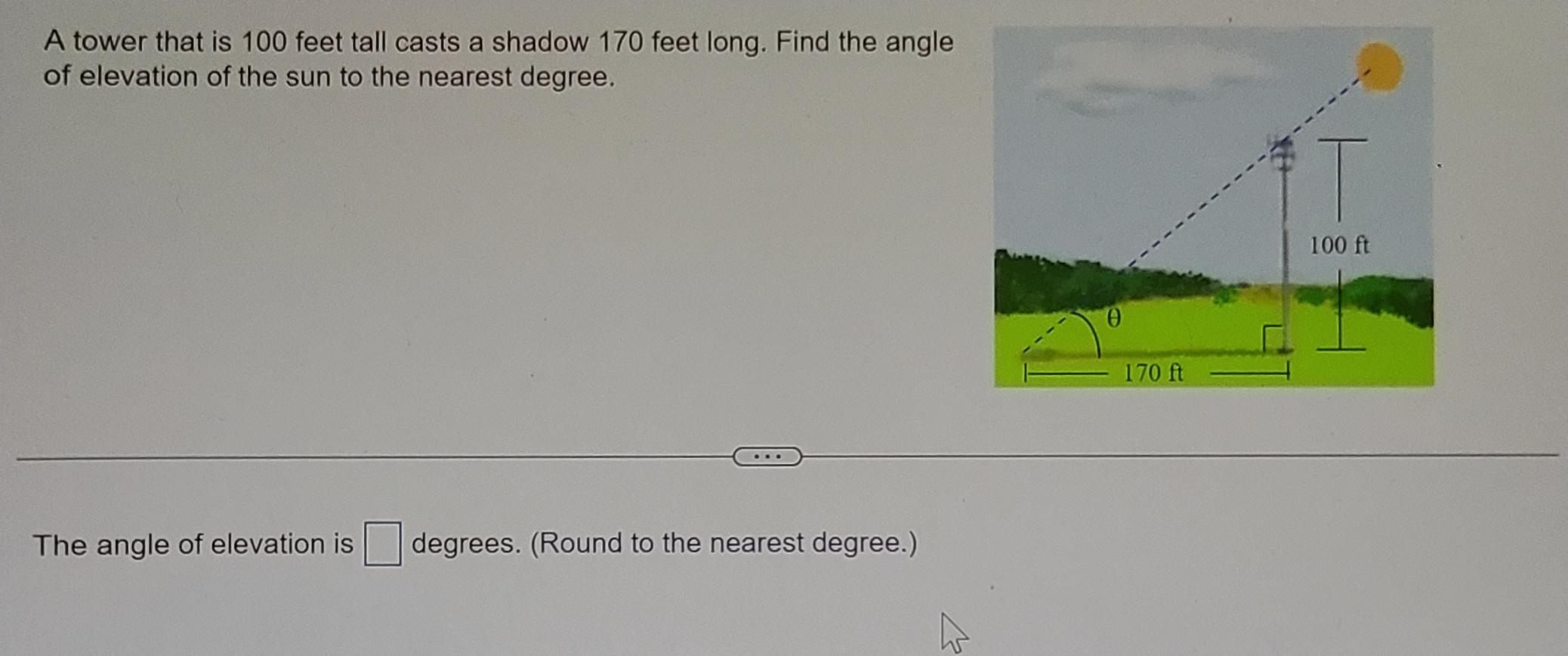 solved-a-tower-that-is-100-feet-tall-casts-a-shadow-170-feet-chegg