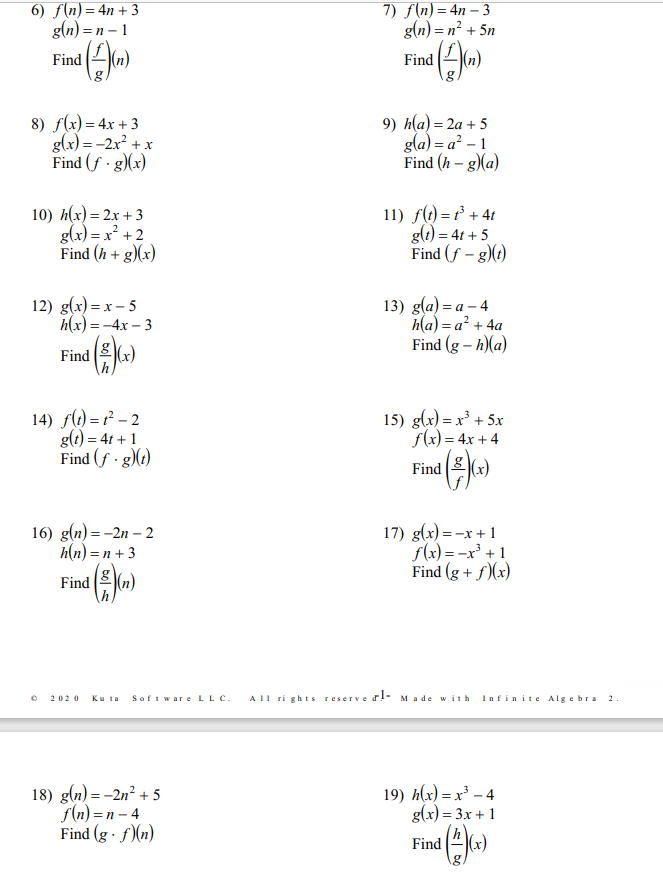 Solved 6 F N 4n 3 G N N 1 Find N 7 F N 4n 3 Chegg Com