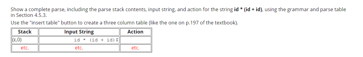 Solved Show a complete parse, including the parse stack | Chegg.com
