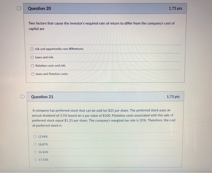 Solved Question 20 1.73 pts Two factors that cause the | Chegg.com