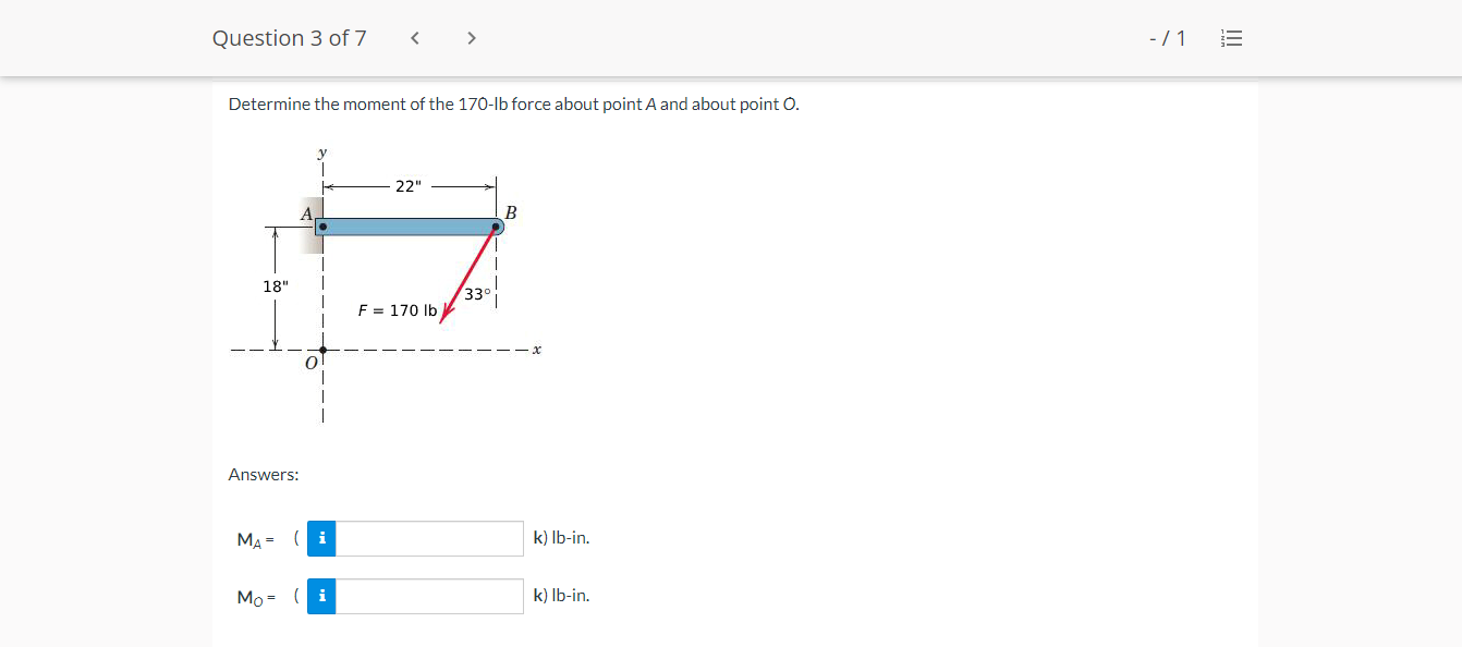 Solved Question 3 Of 7 - 71 ïïi Determine The Moment Of The | Chegg.com