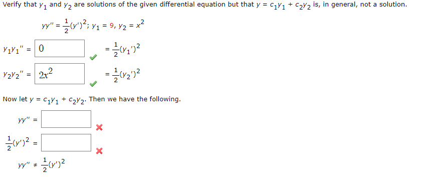 Solved Verify that y, and Y2 are solutions of the given | Chegg.com