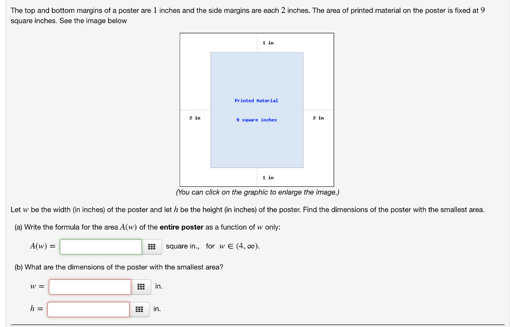 Solved The top and bottom margins of a poster are 1 inches
