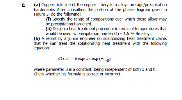 Solved 6. (a) Copper-rich Side Of The Copper - Beryllium | Chegg.com