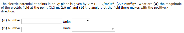 Solved The electric potential at points in an xy plane is | Chegg.com