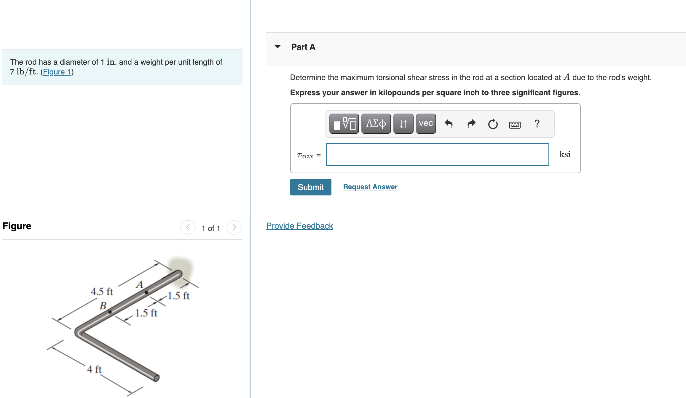 Solved The Rod Has A Diameter Of 1in. And A Weight Per Unit | Chegg.com