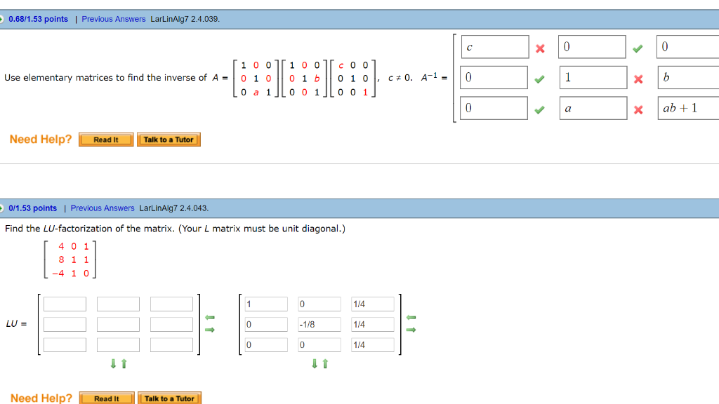 Solved 0.68/1.53 points | Previous Answers LarLinAlg7 | Chegg.com