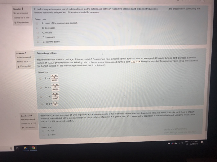 Solved Question B In Performing A Chi-square Test Of | Chegg.com