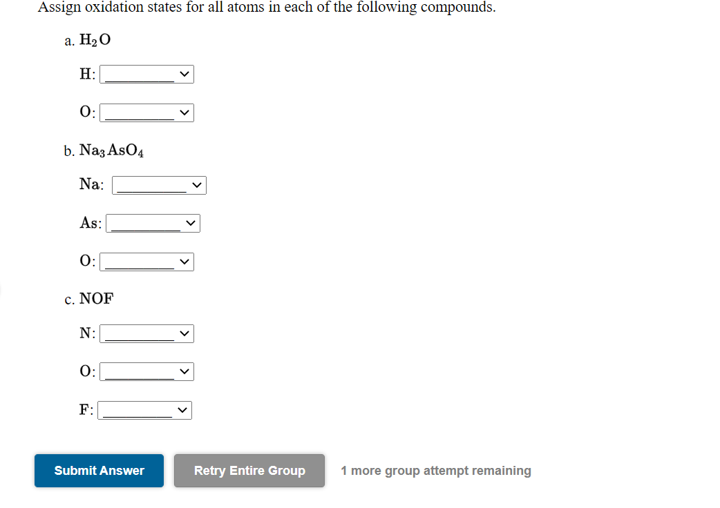 Solved Assign Oxidation States For All Atoms In Each Of The | Chegg.com